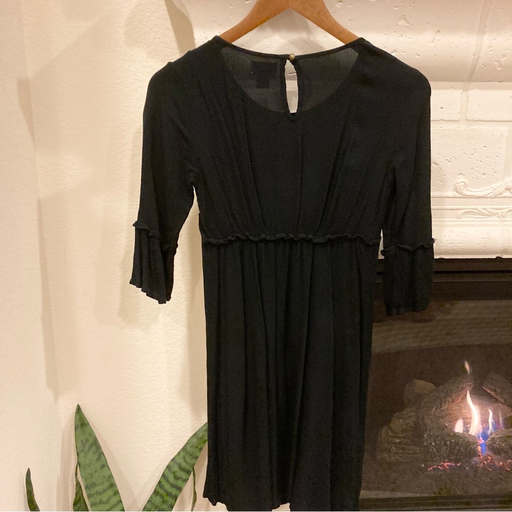 Girls Silver Sparkle Embroidered Black Floral Dress Size 10 / 12 Large - Picture 2 of 7